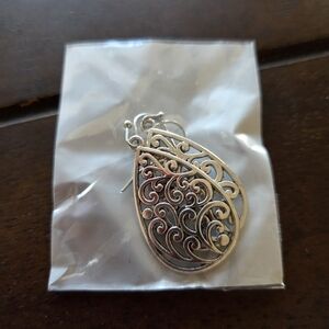 Elegant Silver Filigree Teardrop Earrings